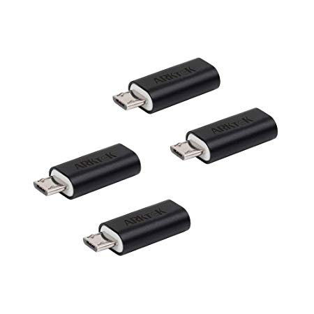 ARKTEK USB-C Adapter - USB Type C (Female) to Micro USB (Male) Sync and Charging Adapter for Digital Camera Power Bank Galaxy S7/S7 Edge and More (Pack of 4, Black)