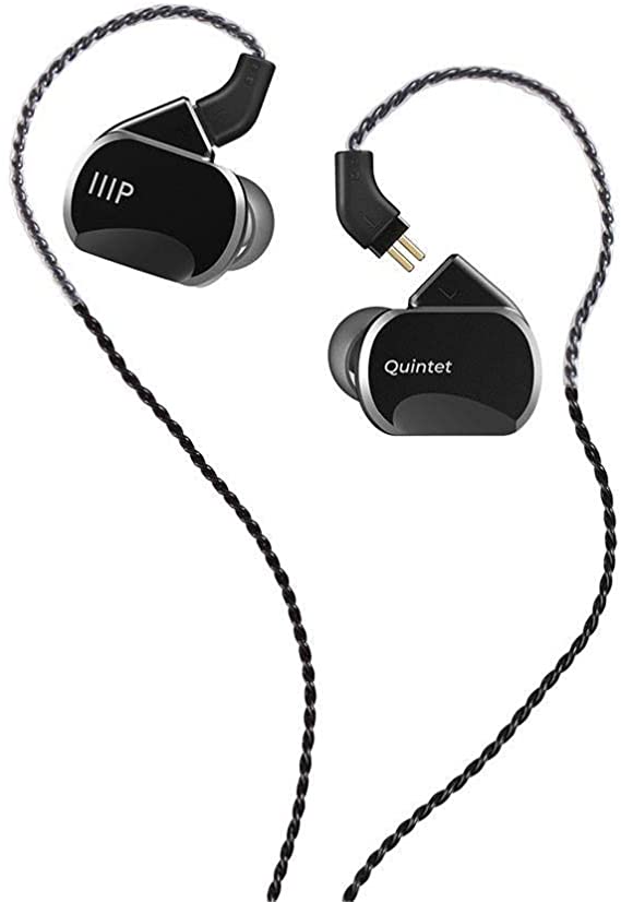 Monoprice 138370 Quintet Wired in Ear Monitor (3 Balanced Armatures   2 Dynamic Drivers) Aluminum Housing, Detachable Cable