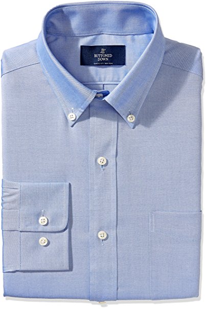 Buttoned Down Men's Non-Iron Classic Fit Pinpoint Button Collar Dress Shirt