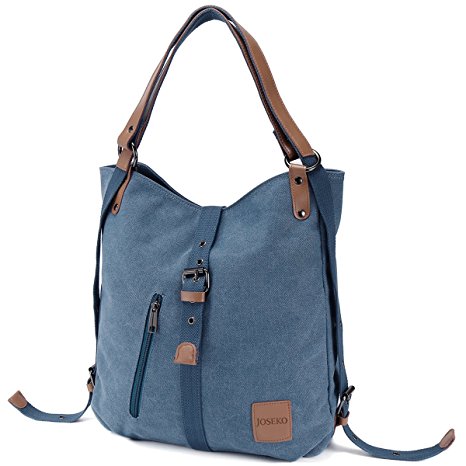Multifunctional Canvas Bag, JOSEKO Women Convertible Backpack Purse Ladies Shoulder Bag Casual Handbag