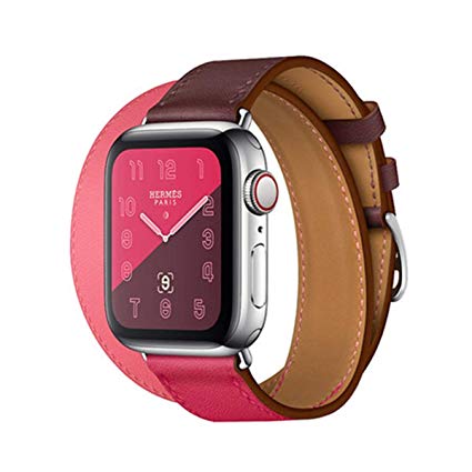 40 mm / 38 mm Leather Band Compatible with iWatch 40mm 38mm, Genuine Leather Strap Watch Bands Replacement for iWatch Series 4 40 mm Series 3 Series 2 Series 1 38 mm, Red Pink Rose