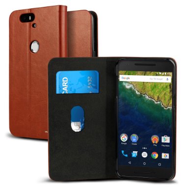 Nexus 6P Case VALKYRIE Nexus 6P Flip Slim Wallet Case For Google Nexus 6P with Card Slot Flip Cover and Stand Feature Fits Huawei Google Nexus 6P Only - Brown