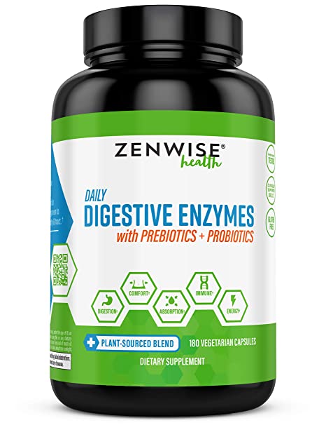 Zenwise Health Labs Plant Based Digestive Enzymes With Probiotics Supplement For Men & Women 180 Vegetarian Cap