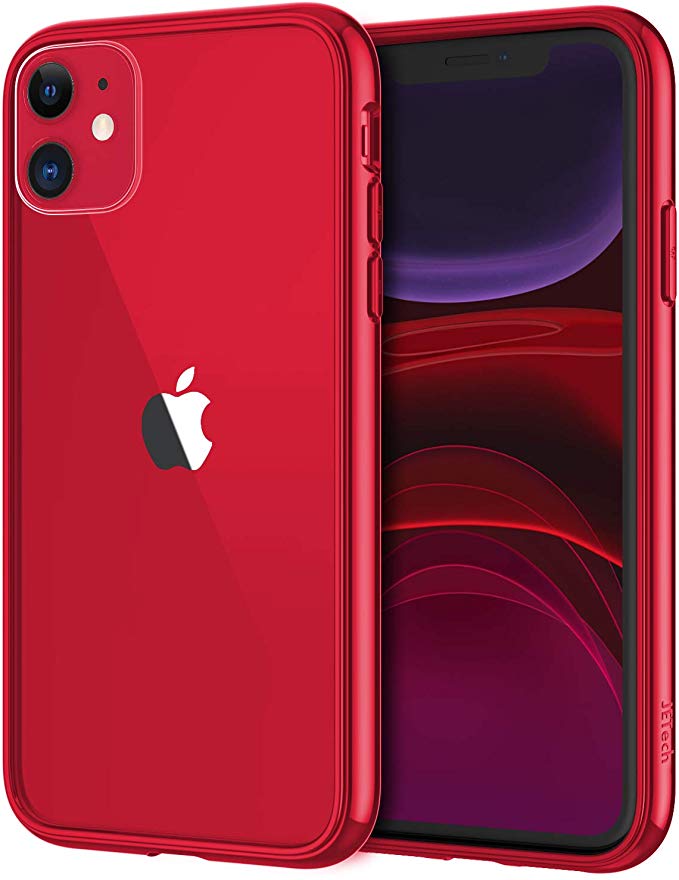 JETech Case for Apple iPhone 11 (2019), 6.1-Inch, Shockproof Bumper Cover, Anti-Scratch Clear Back, Red