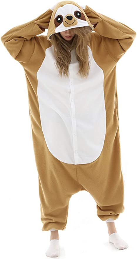 vavalad Adult Sloth Onesie Pajamas Christmas Costume Animal Cosplay Homewear Sleepwear for Women and Men