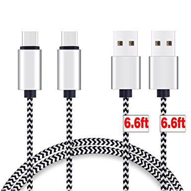 USB Type-C Cable,[6ft2Packs]by Ailun,High Speed Type-C to USB A Sync & Charging Nylon Braided Cable for Smartphone&Tablets [Silver&blackwhite]