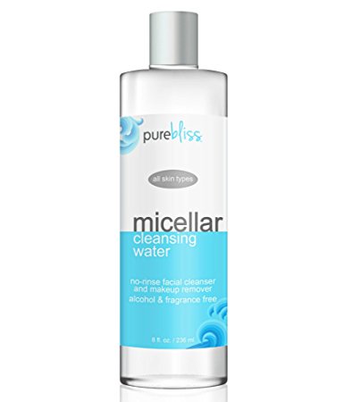 Micellar Cleansing Water – Gentle Alcohol Free, No Rinse Facial Cleanser and Makeup Remover – For All Skin Types including Sensitive – Great for Travel, Post-Workout and Before Bedtime