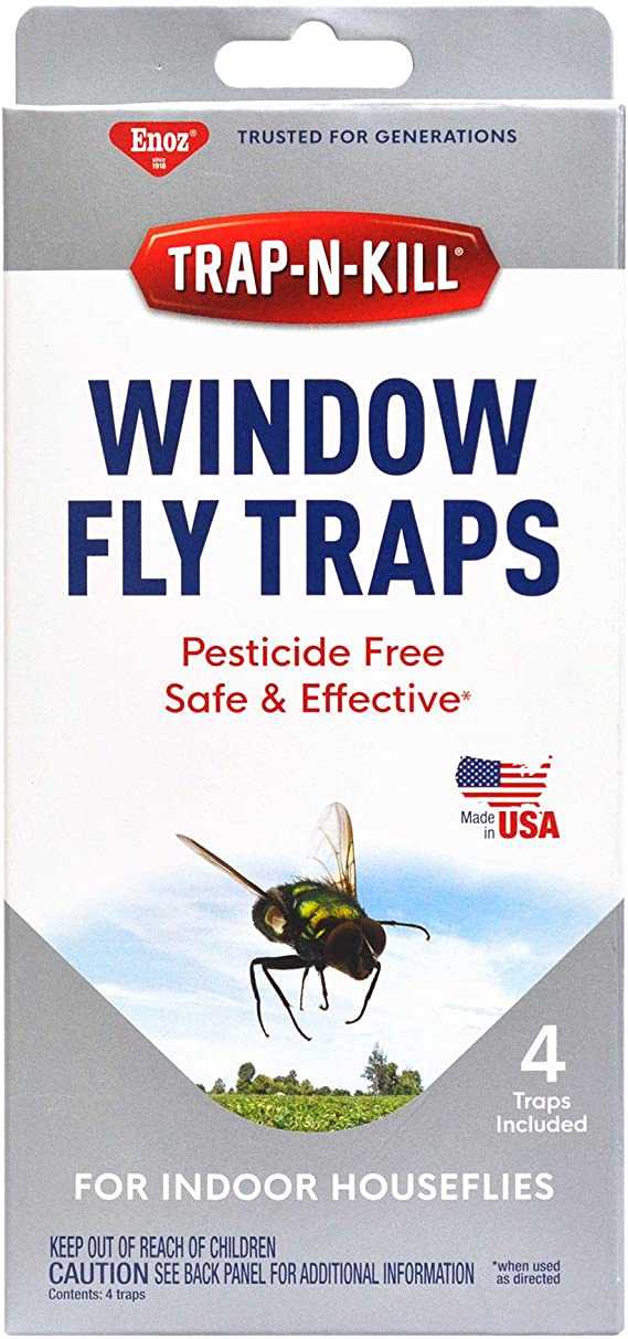 BioCare Window Fly Traps for Indoor Houseflies, Nontoxic and Pesticide-Free, Made in USA, 4 Count