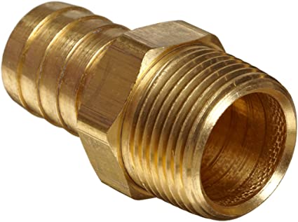 Anderson Metals - 57001-1616 Brass Hose Fitting, Connector, 1" Barb x 1" Male Pipe