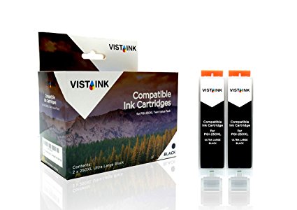 Vista Ink Compatible Canon 250XL PGI-250XL Canon Ink 250 XL Ink Cartridge High Yield Black Replacement Cartridges for Canon Printers - Twin Value Pack - 2/Pack