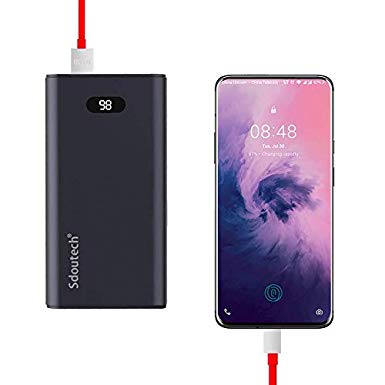 Sdoutech 20000 mAh Dash Charge/VOOC Power Bank 5V/4A 20W for Oneplus 7T/7 Pro/6T/6/5T/5/3T/3 Also Support Huawei Supercharge 22.5W,Mate 30/20/10,P30/P10 PD 3.0 Fast Charge for iPhone 11 Pro Max