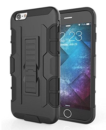 iPhone 6 Plus Case, CellEver [Endure Series] Hard Holster Case with Kickstand and Swivel Belt Clip [Triple Layer Protection] for Apple iPhone 6 Plus and iPhone 6S Plus (5.5") - Black