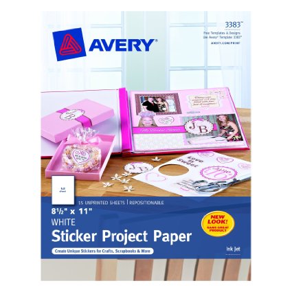 Avery Sticker Project Paper White 85 x 11 Inches Pack of 15 03383