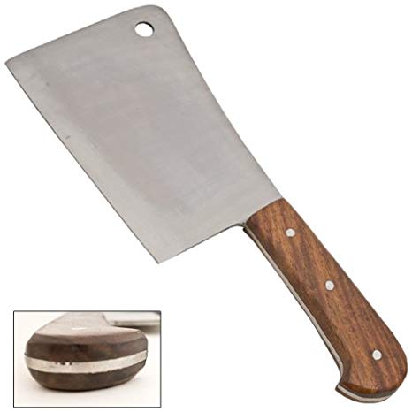 Tiger USA Full Tang Meat Cleaver - 6 Inch Blade - Wood Handle