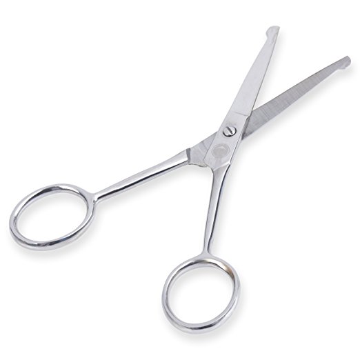 Safety Hair Scissors Professional Grooming & Nose Scissor Shears for Trimming Eyebrows Eyelashes Nose Facial and Ear Hair Mustache Beard and Pet Fur