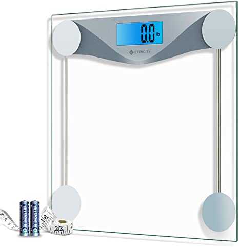 Etekcity Digital Body Weight Bathroom Scale with Body Tape Measure, 8mm Tempered Glass, 400 Pounds