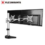FLEXIMOUNTS M13 Dual arm LCD arm Desk Mount Monitor Stand Mounts for 10-27 SamsungDellAsusAcerHPAOC LCD Computer Monitor With Clamp or Grommet Desktop Workstation Support