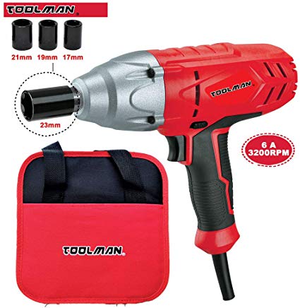 Lion Tools DB2601 Toolman Corded Impact Wrench 1/2" 6A 3200 RPM with 4pcs sockets for Heavy Duty works with DeWalt Makita Ryobi Accessories
