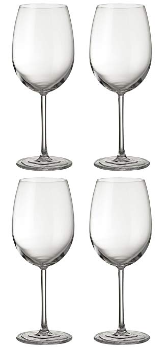 Jamie Oliver Waves Red Wine Glass 4 x 580ml/20oz Large & Tall Ultra Contemporary Crystal Wine Glasses Set Beautiful Long Stem Clear & Modern Glassware for Special Occasions Weddings Indoor/Outdoor