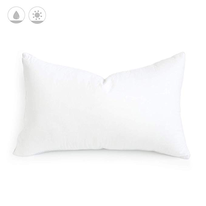 Hofdeco Water Resistant Synthetic Down Alternative Lumbar Pillow Insert Sham Stuffer, Rectangle Form, 13"x21"