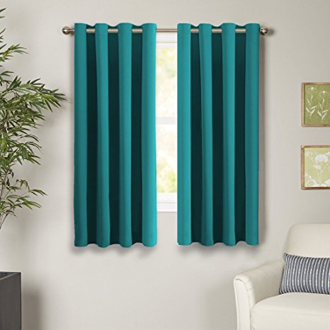 Blackout Drapes Room Darkening Grommet Curtains for living room Nursery Teal Color Each Panel 52" W x 63" L, sold by TURQUOIZE