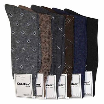 Knocker Men's Assorted 6 Pack Designed Dress Socks Size 10-13