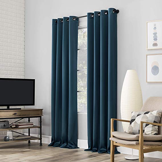 Sun Zero Nordic 2-Pack Theater Grade Extreme 100% Blackout Grommet Curtain Panel Pair, 52" x 84", Teal