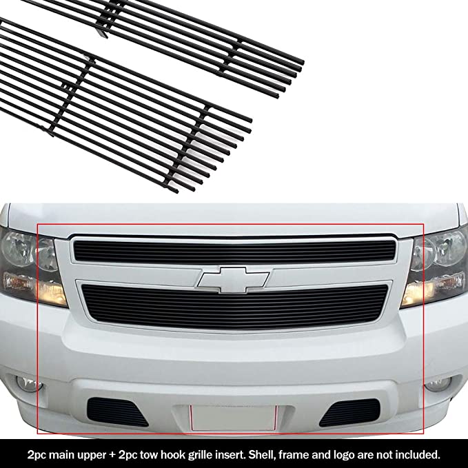 APS Compatible with 2007-2014 Chevy Tahoe Suburban Avalanche Black Billet Grille Grill Combo C67919H
