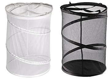 Greenco Heavy Duty High Capacity and Super Lightweight Laundry Hamper (2 Pack), Black/White