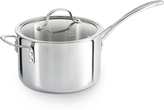 Calphalon Triply Stainless Steel 4-1/2-Quart Sauce Pan with Cover