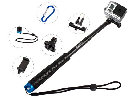 ProsPole Adjustable Aluminium Telescopic Monopod Pole Handheld Extendable Selfie Stick for Gopro Hero 4 Session, Black, Silver Hero 2 3 3  4 SJ4000 SJ5000 SJ6000 Action Cameras (Blue - 20.5")