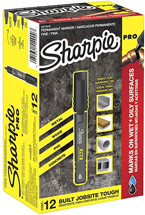 Sharpie Pro Permanent Marker, Fine Point, Black, 12-Count Marker (2017818)