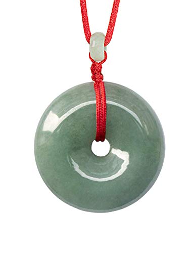 Dahlia Circle/Donut/Coin Jade Pendant Necklace Genuine Certified Grade A Jadeite, 12-24"