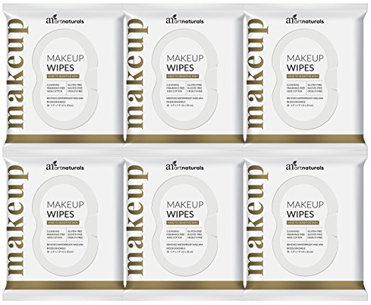 ArtNaturals Makeup Remover Cleansing Wipes-Towelettes – 6 Pack – Facial Wipes Remove All Makeup Including Waterproof Mascara – for Sensitive Face and Skin with Cotton Extract– 30 Count per Pack