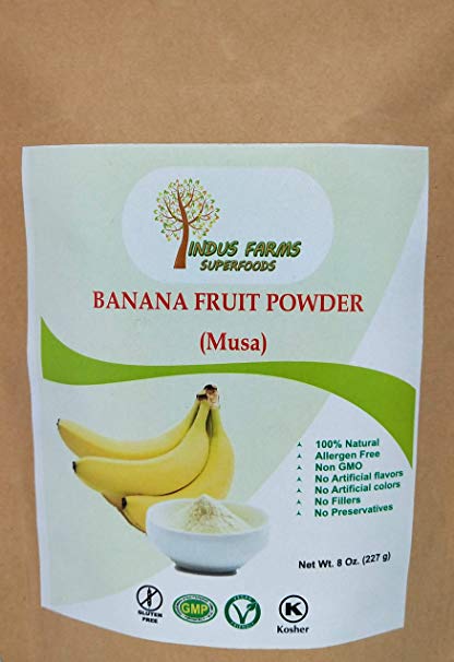 100% Pure Banana Fruit Powder (8 oz), Eco-friendly pouch, Air tight & Resealable, No Artificial Flavors or Preservatives or Fillers, Vegan-Friendly
