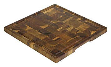 Mountain Woods EGA14 14" Acacia End Grain Square Cutting Board with Juice Groove, 14 X 14 X 1