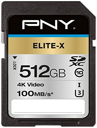 PNY Elite-X SDXC card 512GB Class 10 UHS-I U3 100MB/s