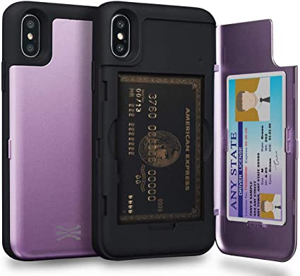 TORU CX PRO iPhone Xs Wallet Case Purple with Hidden Credit Card Holder ID Slot Hard Cover & Mirror for iPhone Xs (2018) / iPhone X (2017) - Lavender
