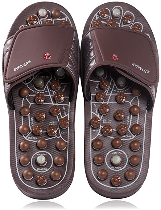 BYRIVER Therapeutic Acupuncture Massage Flip Flops Slippers Foot Relaxation Tools Leg Calf Plantar Fasciitis Massager (03M)