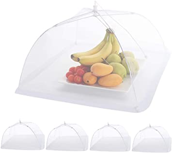 ilauke 5 Pack Pop Up Mesh Screen Food Cover, 17 Inches Reusable and Collapsible Outdoor Umbrella Food Cover Tents Keep Out Flies, Bugs, Mosquitoes
