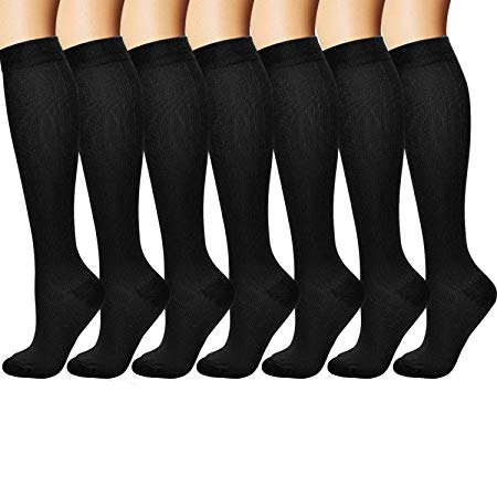 arteesol Compression Socks for Women & Men 7 Pairs, Better Blood Circulation, Graduated Athletic Fit for Running, Nurses, Shin Splints, Flight Travel, Maternity Pregnancy