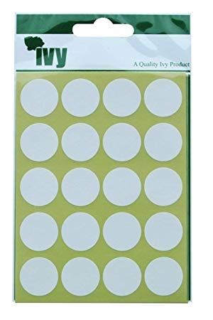 Ivy 19mm White Self Adhesive Round Spot Dot Sticky Labels Circle Stickers (140 Stickers)