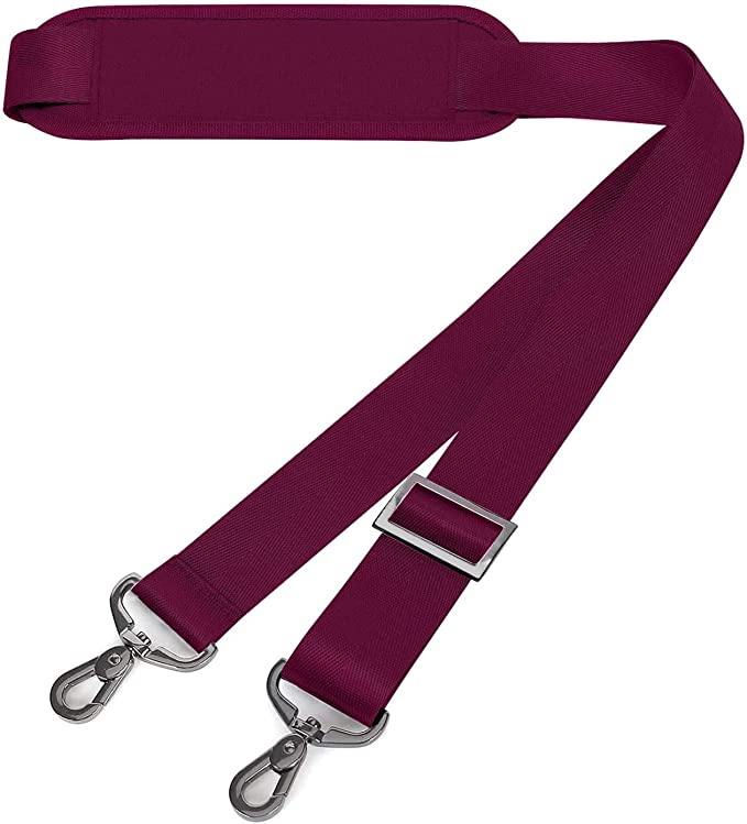 MOSISO 56 inch Shoulder Strap, Adjustable Thick Soft Universal Replacement Non-Slip Comfort Fit Padded with Metal Swivel Hooks for Laptop Messenger Crossbody Bag Luggage/Duffel/Camera, Wine Red