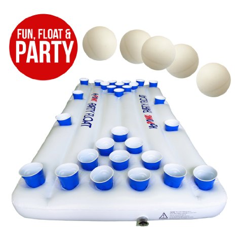 H2PONG Inflatable Beer Pong Table Float Includes 5 Ping Pong Balls - Floating Pool Party Game Raft and Lounge
