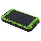 X-DRAGON Solar Charger Power Bank 10000mAh Portable Rugged Shockproof Dual USB Solar Battery Charger for iPhone  6 Plus 5S 5C 5 4S Samsung Galaxy and MoreGreen