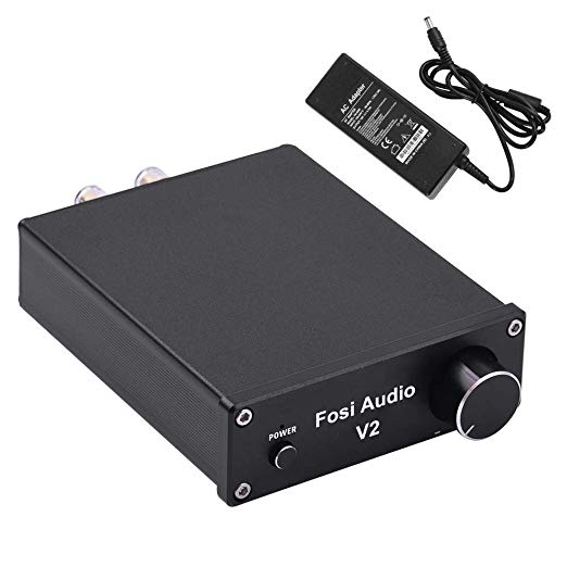 2 Channel Stereo Audio Amplifier Mini Hi-Fi Class D Integrated Digital 2.0CH Amp for Home Speakers 50W x 2 with Power Supply - Fosi Audio V2