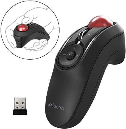 ELECOM Handy Trackball Mouse Wireless Connection, 10 Buttons and a Wheel, Symmetory Dersign, High Grip-Performance, Black/M-RT1DRBK