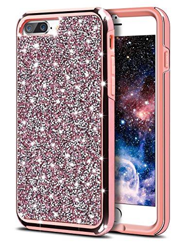 iPhone 7 Plus Case iphone 8 plus Case,HoneyAKE Glitter Bling Rhinestone Diamond Sparkly Crystal Handmade Shockproof Soft Bumper Protective Phone Case Cover for Apple iPhone 7 Plus 8 plus(Rose Gold)