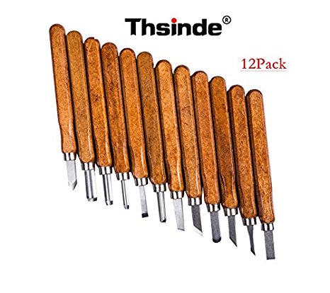 THSINDE 12 Set SK5 Carbon Steel Wood Carving Chisel Set-Professional Wood Carving Tools