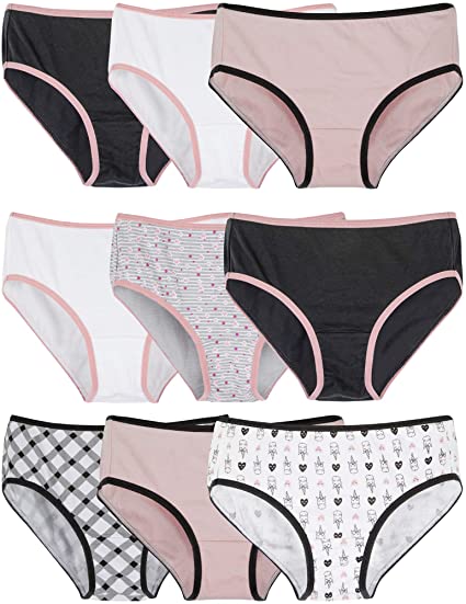 Gildan Girl's Cotton Hipster Underwear, 9-Pack